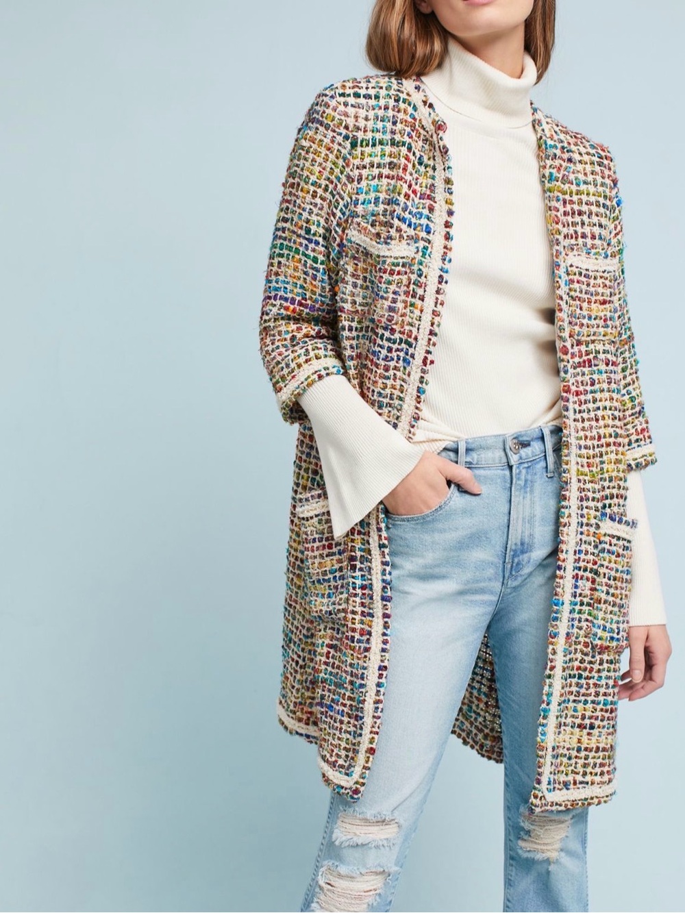 ett:twa Berwyn Tweed Multicolor Jacket from Anthropologie-Classic-S